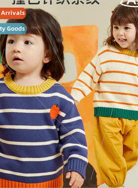 2023 Autumn new childrens sweater boys and girls hit the col