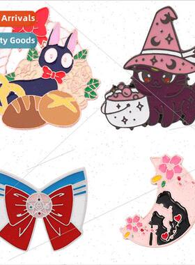 American Girl Warrior Brooch Bow na Cat Moon Cat Enamel Pin