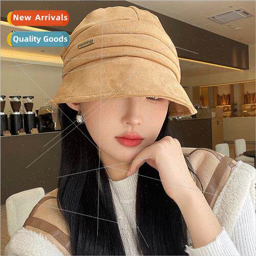 Hat female fall and winter new metal label suede pile cap Ko