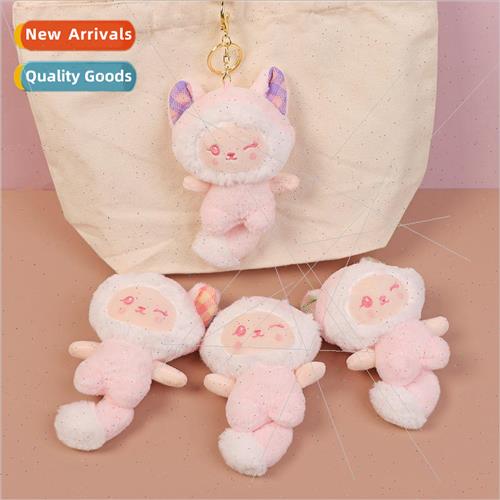 Cute playful fox plush pendant creative doll couple keychain