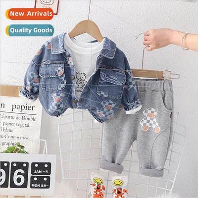 Boys spring and fall denim jacket 2023 new children Korean