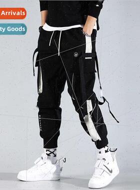 New ins work pants men splicing drawstring drawstring leggin