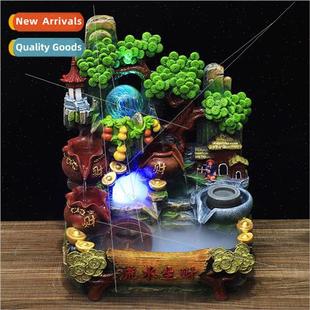 resin feng shui Alpine model water wheel wat flowing