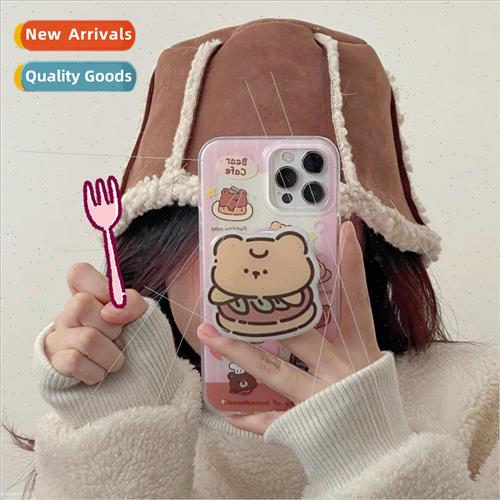 Cute Coffee Cake Bear iPhone 14 Magnetic Stand 15ProMax Appl