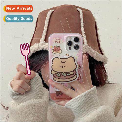 Cute Coffee Cake Bear iPhone 14 Magnetic Stand 15ProMax Appl
