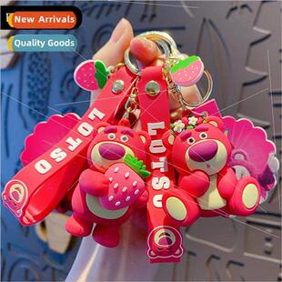 cartoon strawberry bear keychain men and women cute nd exqui