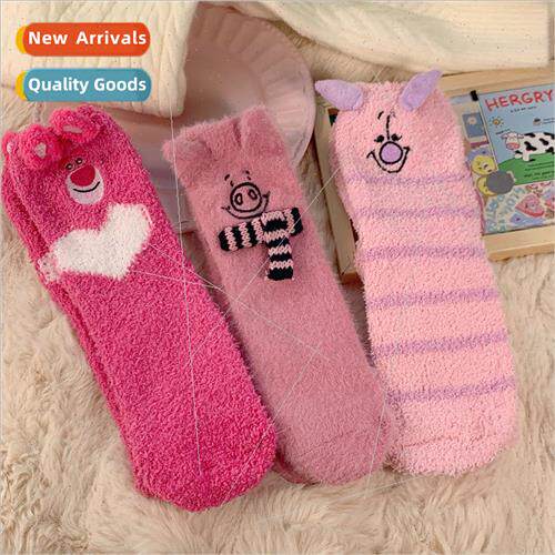 Autumn and winter mid-calf plush socks Percy pig breathable