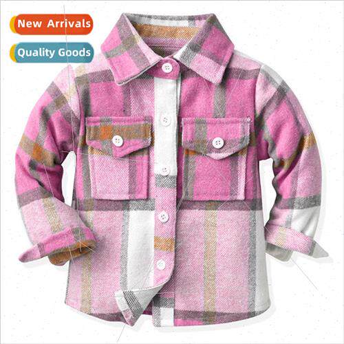 Childrens single-breasted long-sleeved plaid jacket spring a
