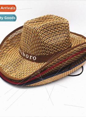 Three-leaf large-brimmed straw bowler hat beach papyrus summ