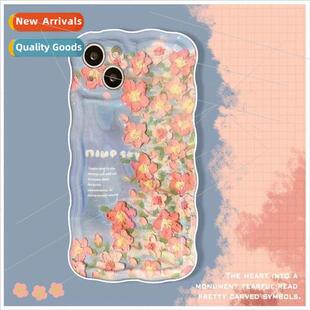 ins blue light healing pink flower bush 适用 14ProMax case i