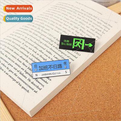 Overtime no return creative text metal badges pins neckpins