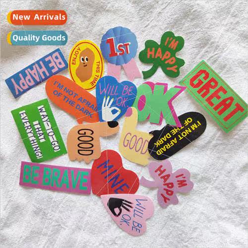 38pcs/pack cute colorful cartoon English text handbook charg