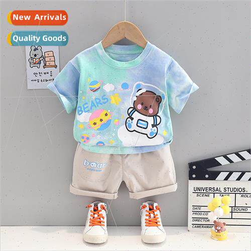 2023 summer new boys tie-dye round neck short-sleeved suit b