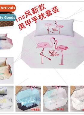 Japanese INS manicure hand pillow set set PU leather marbled