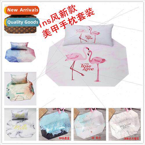 Japanese INS manicure hand pillow set set PU leather marbled