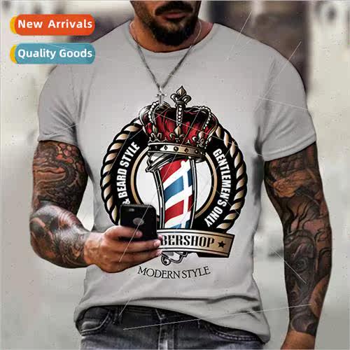 2023 Fashion Hot Retro Hand-painted Barbershop  3D Printed C