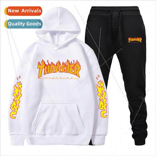 2021 New Flame Hooded Trend Sweatshirt Men Hoodie