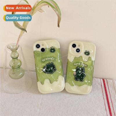 Summer Matcha Cream Paddy Bear 适用 iPhone 12/13ProMax Apple