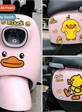Electric car stickers cartoon yellow duck helmet decorative