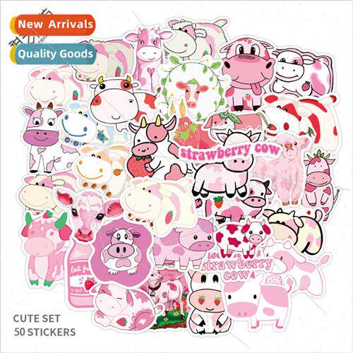 50 Cute Strawberry Milk Cow Cartoon Creative s Notebook Moto