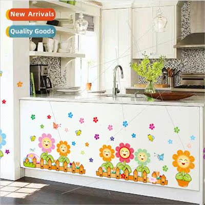 ving room bedroom wall cartoon flower garden wall stickers s