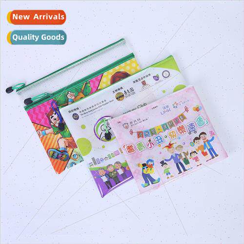 Grid zipper file bag data ticket bag organizer pvc transpare