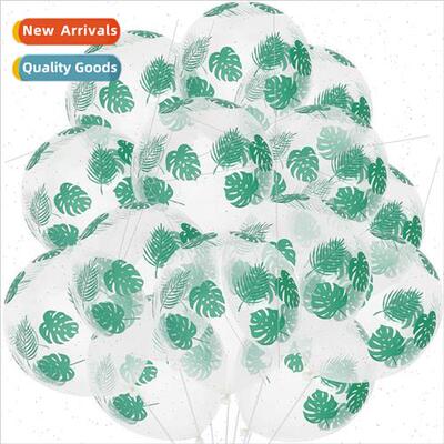 12 inch thickened transparent green leaf balloon transparent