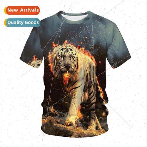 2021 summer wind new Colorful animal 3D digital printing men