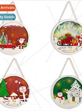 Christmas led lights wooden sign hanging holiday atmosphere