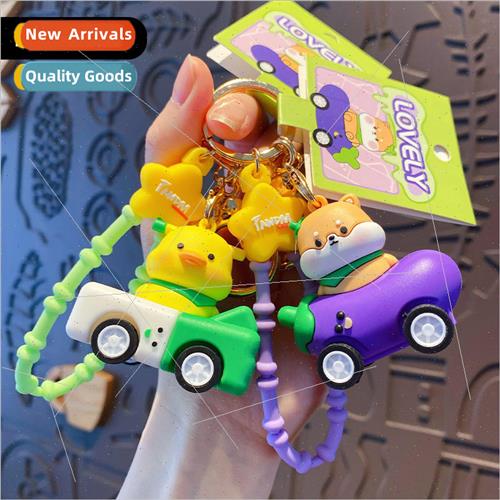Cartoon bear racing car keychain cute exquisite creative mul