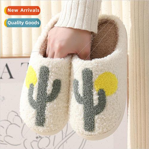 2023 new com适用table home cactus winter cotton slippers men
