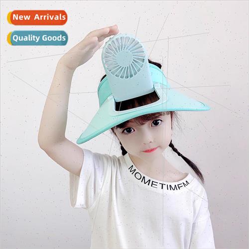 Childrens summer USB rechargeable fan hat boys and girls lar