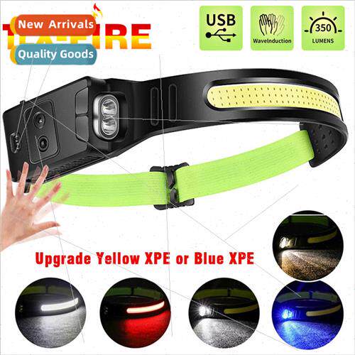 New headlamp induction COB + XPE three-color light source st