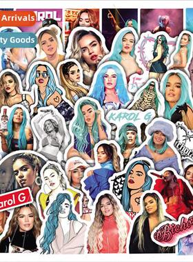 50 pcs star karol G graffiti stickers computer laptop skateb