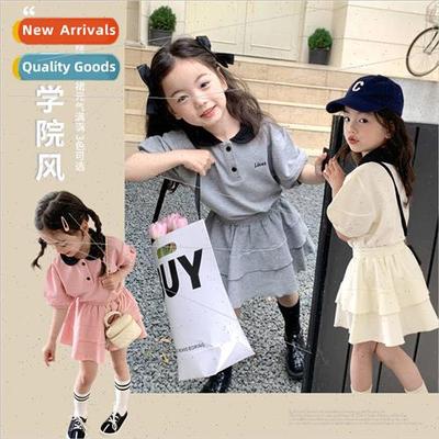Girls baby Korean  of the doll collar short-sleeved sports s