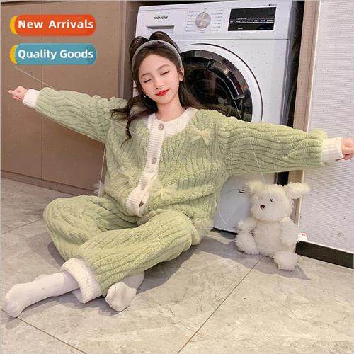 Girls pajamas winter facecloth little girl thickened paragra