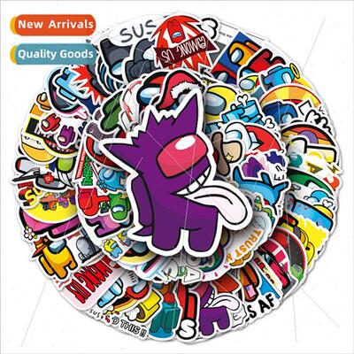 100 Among Us cartoon graffiti game around luggage tablet car