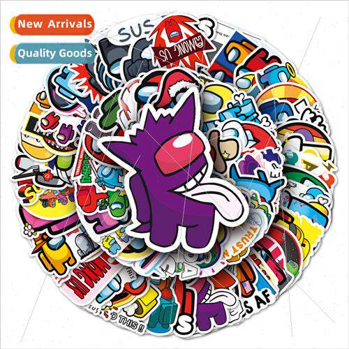 100 Among Us cartoon graffiti game around luggage tablet car