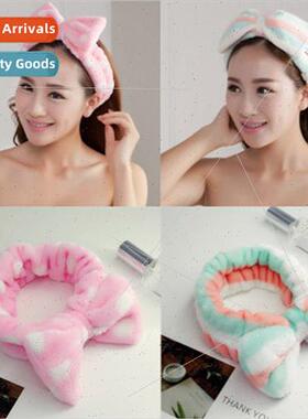 Korea large butterfly end hair band coral velvet polka dot s