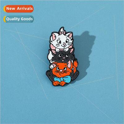 Cartoon characters around the cute Mary cat metal badge thre