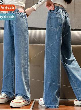 2023 new childrens clothing girls fashion jeans fall  middle