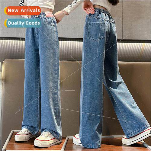 2023 new childrens clothing girls fashion jeans fall  middle