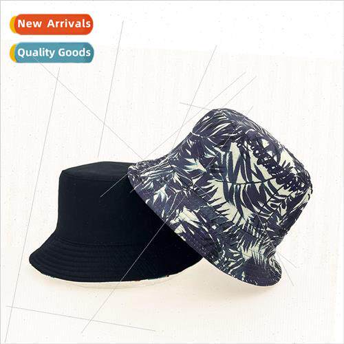 TEMU leaf printing polyester double-sided fisherman hat men