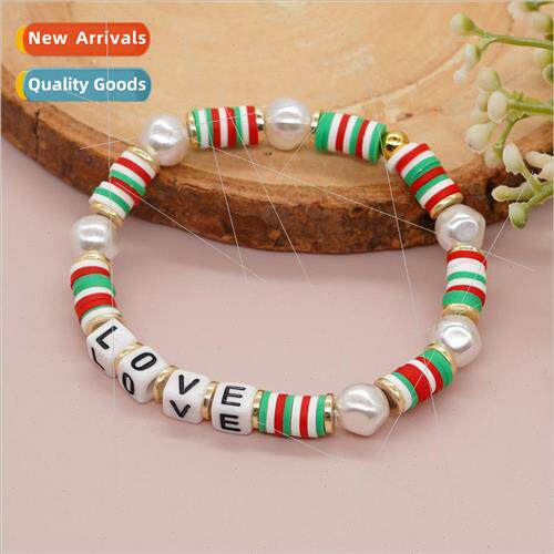 Christmas bracelet soft ceramic beads 18k gold plating imita