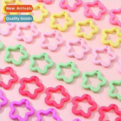 20 acrylic solid color pentagram hollow flower pendant handm