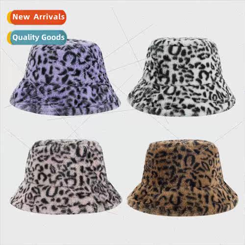 New leopard print fisherman hat female fall and winter warm