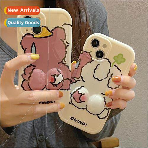 Cartoon three-dimensional pinch bear rabbit iPhone14 couple