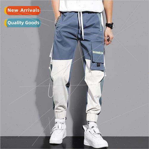 Work pants son mens drawstring loose sports summer thin sect