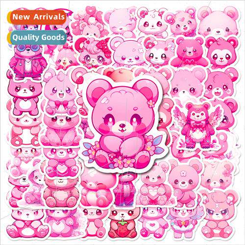 50 Pink Bear Stickers Cute Sweetheart Bear Kawaii Stickers P