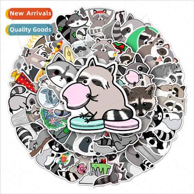 50 small raccoon animal luggage stickers creative nd waterpr